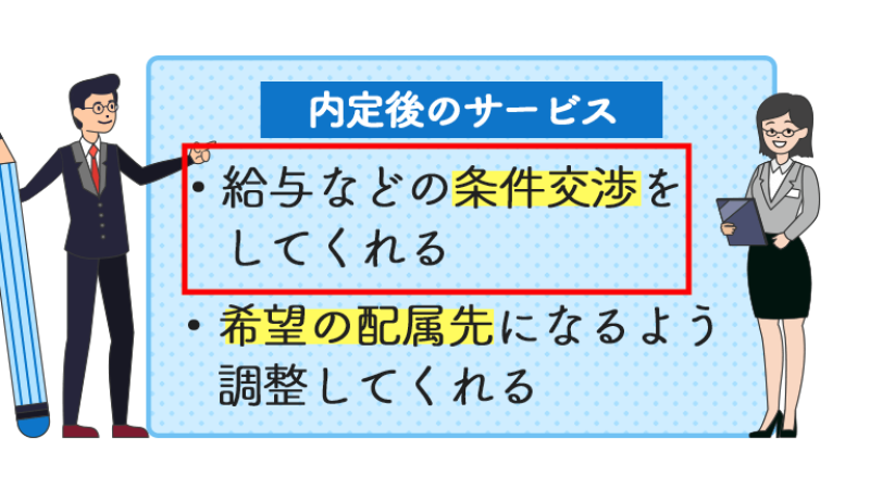 給与などの条件交渉をしてくれる
