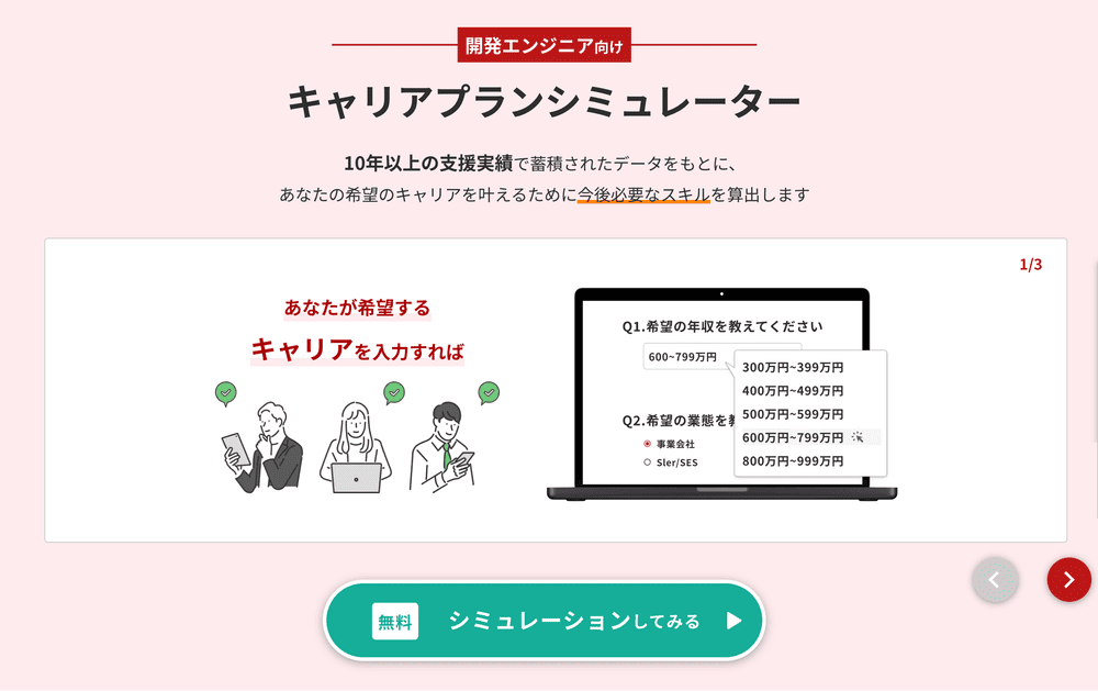 レバテックキャリアのキャリアプランシミュレーター
