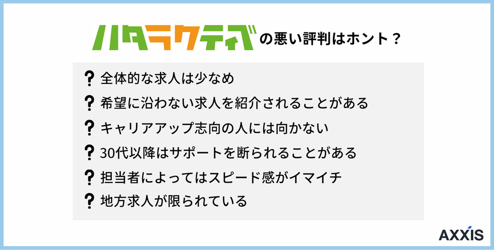 ハタラクティブの悪い評判・口コミ