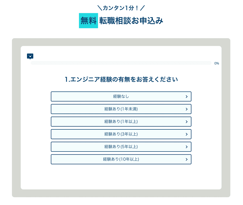 ウィルオブテックの登録画面