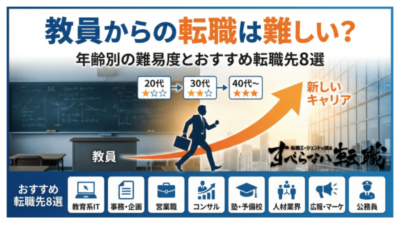 教員からの転職は難しい?年齢別の難易度とおすすめ転職先8選