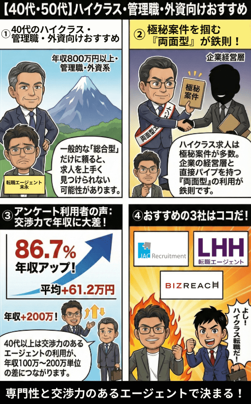 40代、50代、ハイクラスにおすすめの転職エージェント