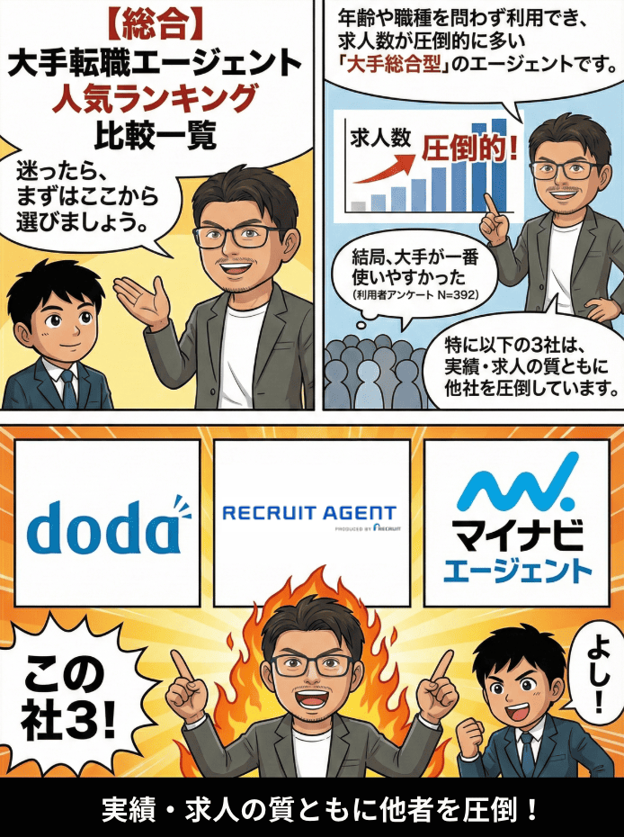 転職エージェントは大手がおすすめ