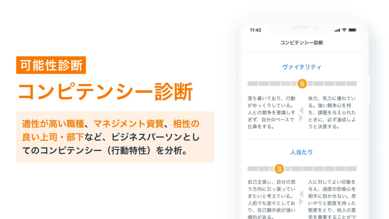 ミイダスのコンピテンシー診断の画面