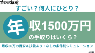年収1500万の手取りはいくら？月収86万の目安と扶養あり・なしの条件別シミュレーション