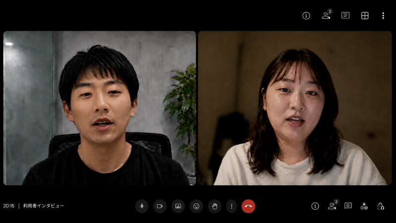 doda利用者の大熊さん(仮名)に、dodaを利用した体験談についてオンラインでインタビューしている様子