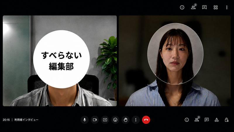 リクルートエージェント利用者の高橋さん(仮名)に、リクルートエージェントを利用した体験談についてオンラインでインタビューしている様子